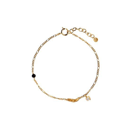 Stine Flow Splash Forgyldt Sølv Armbånd med Sort Spinel
