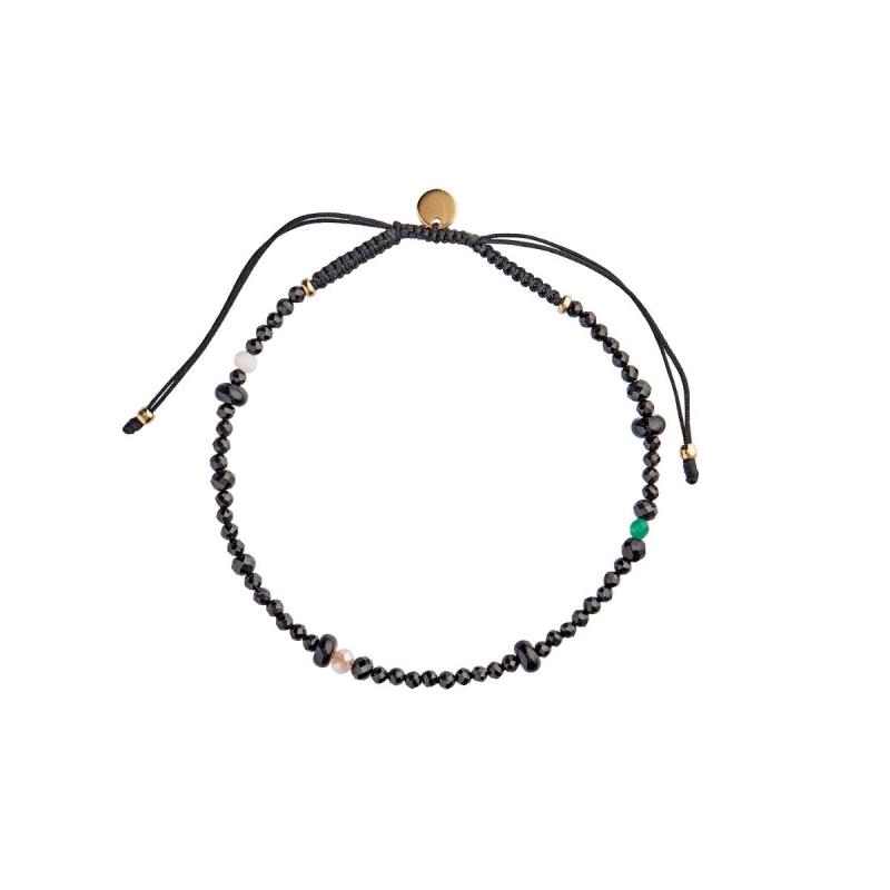 Liss Black Dream Forgyldt Armbånd med Sorte Ædelsten
