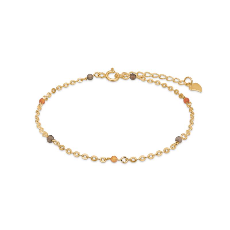 Blossom Justerbart Forgyldt ølv Armbånd Med Røgkvarts Karneol - Blossom Armbånd  - 1255550403194
