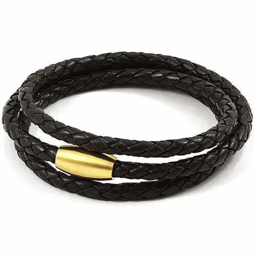 3-Lags Læderarmbånd med Gylden Magnetlås - Elegance til Dig
