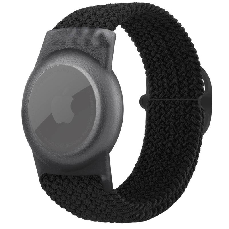 Airtag Flettet Stof Rem – Elegant Sort Armbånd til AirTag
