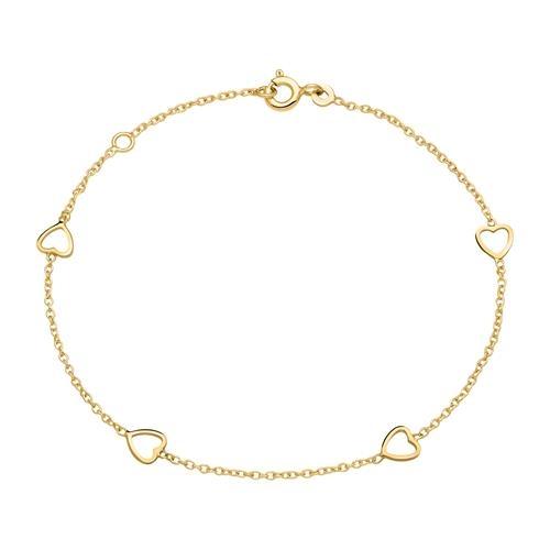 Armbånd 14guld Med Hjerter 16,5 18,5 - Armbånd