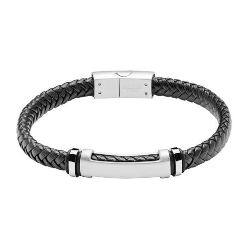 æderarmbånd Med Stålplade 19 Eller 21 Mulighed For Gravering - Armbånd