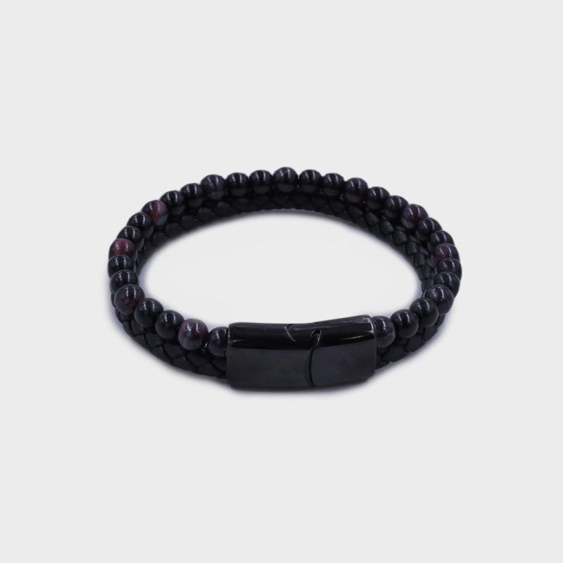 Sort Fenrir Armbånd med Tigerøje og Onyx til Mænd - Stilfuldt!