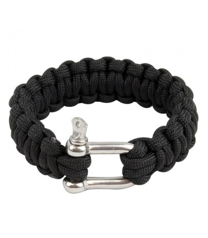 Sort Paracord Overlevelsesarmbånd med D-Ring – Highlander