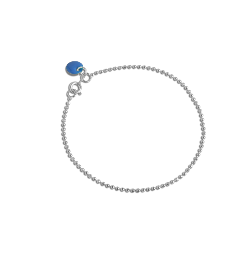 Ball Chain Cornflower Sterling ølv Armbånd Fra Enamel Med Emalje - Enamel Armbånd  - 5714274026073