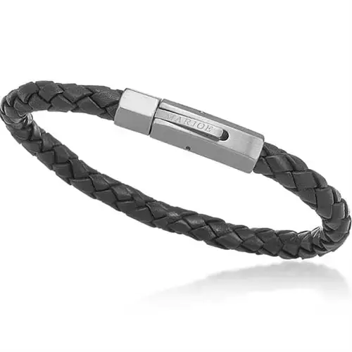 6mm Boloflet Læderarmbånd med Sikkerhedslås - Sort