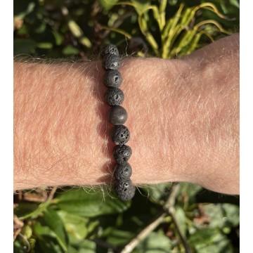 Lava Armbånd til Mænd - 8 Krystaller og Vulkansten