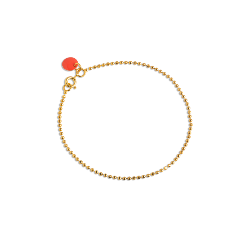 Ball Chain Coral Forgyldt ølv Armbånd Fra Enamel Med Emalje - Enamel Armbånd  - 5714274026059