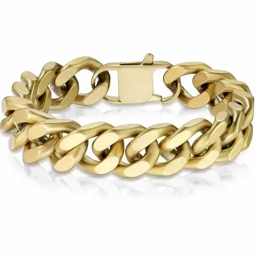 Mat Guld Square Armbånd i Ædelstål – Super Cool!