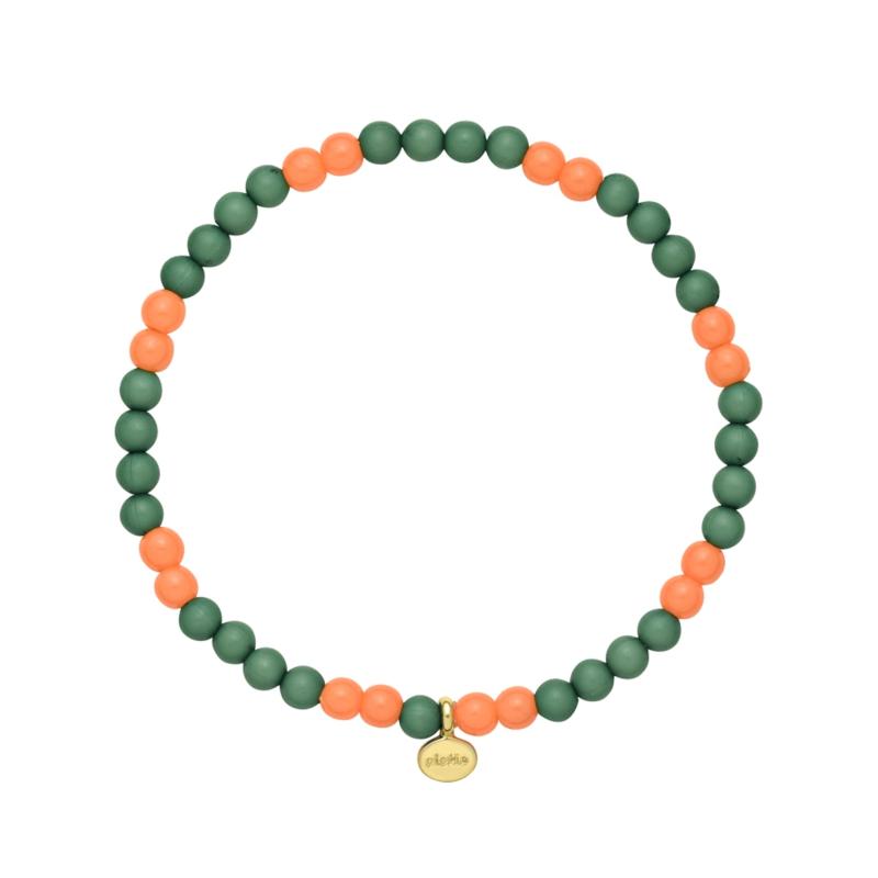 Poppy Chunky Armbånd i Grøn & Orange - Trendy Tilbehør