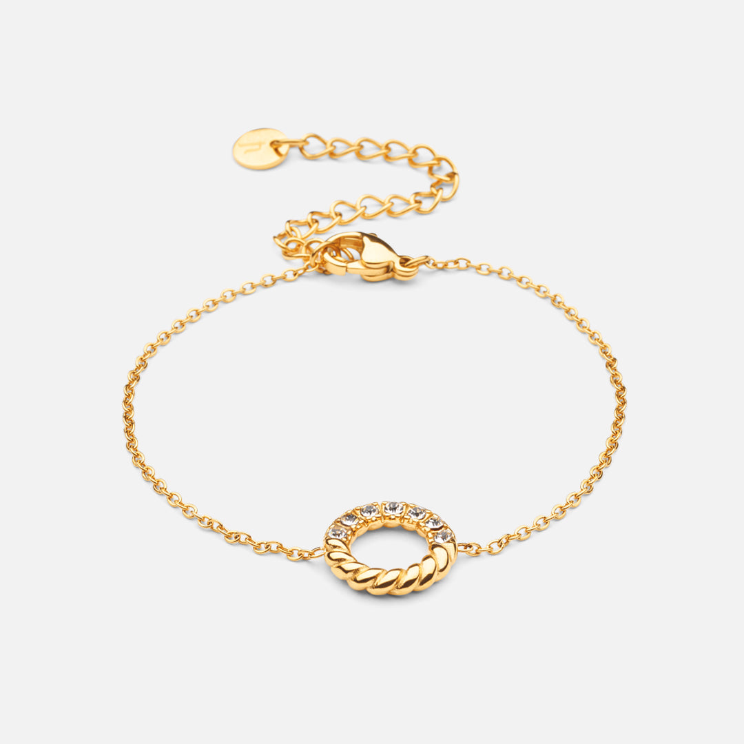 Hvid Twisted White Zirkon Armbånd 18k Guldbelagt - Josephine Nord Armbånd