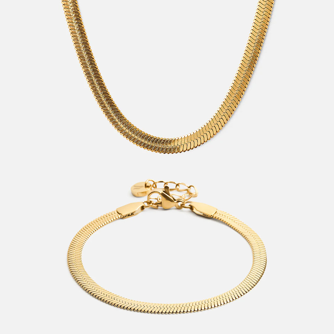 Flad Snake Halskæde Armbånd 18k Guldbelagt 4mm - Josephine Nord Armbånd