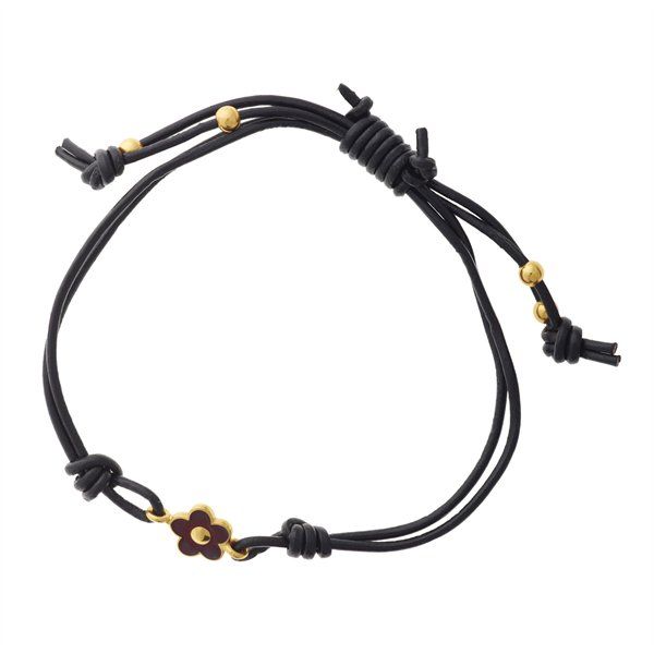 Lund Copenhagen Blomst Armbånd Læder Med Forgyldt Sølv Emalje - Lund Armbånd  - 6000210833539
