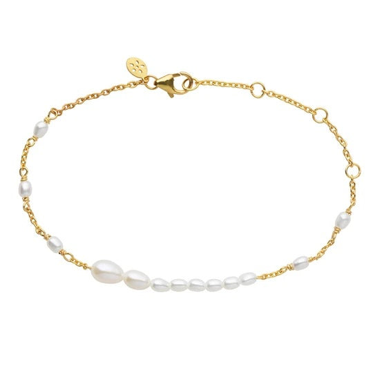 Bybiehl Guldbelagt Aura Flow Armbånd Med Ferskvandsperler 3901wp - Bybiehl Armbånd  - 1233690136806