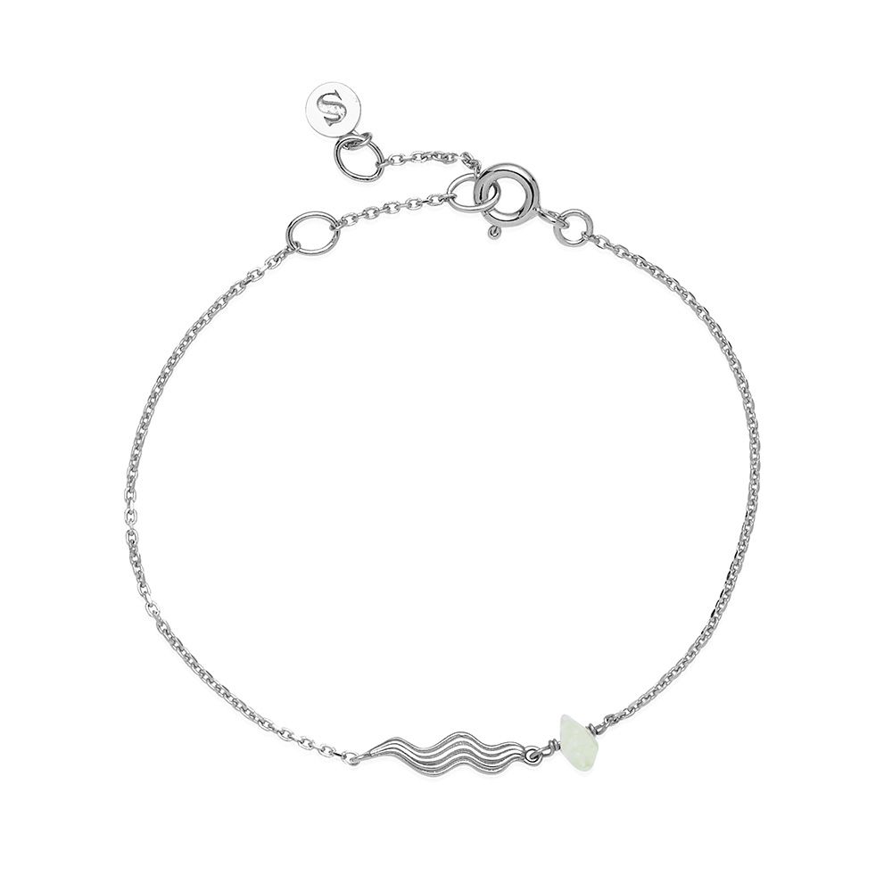 Grøn Sistie Silke Sterling Sølv Armbånd Med Prehnit - Sistie Armbånd  - 5710143094273