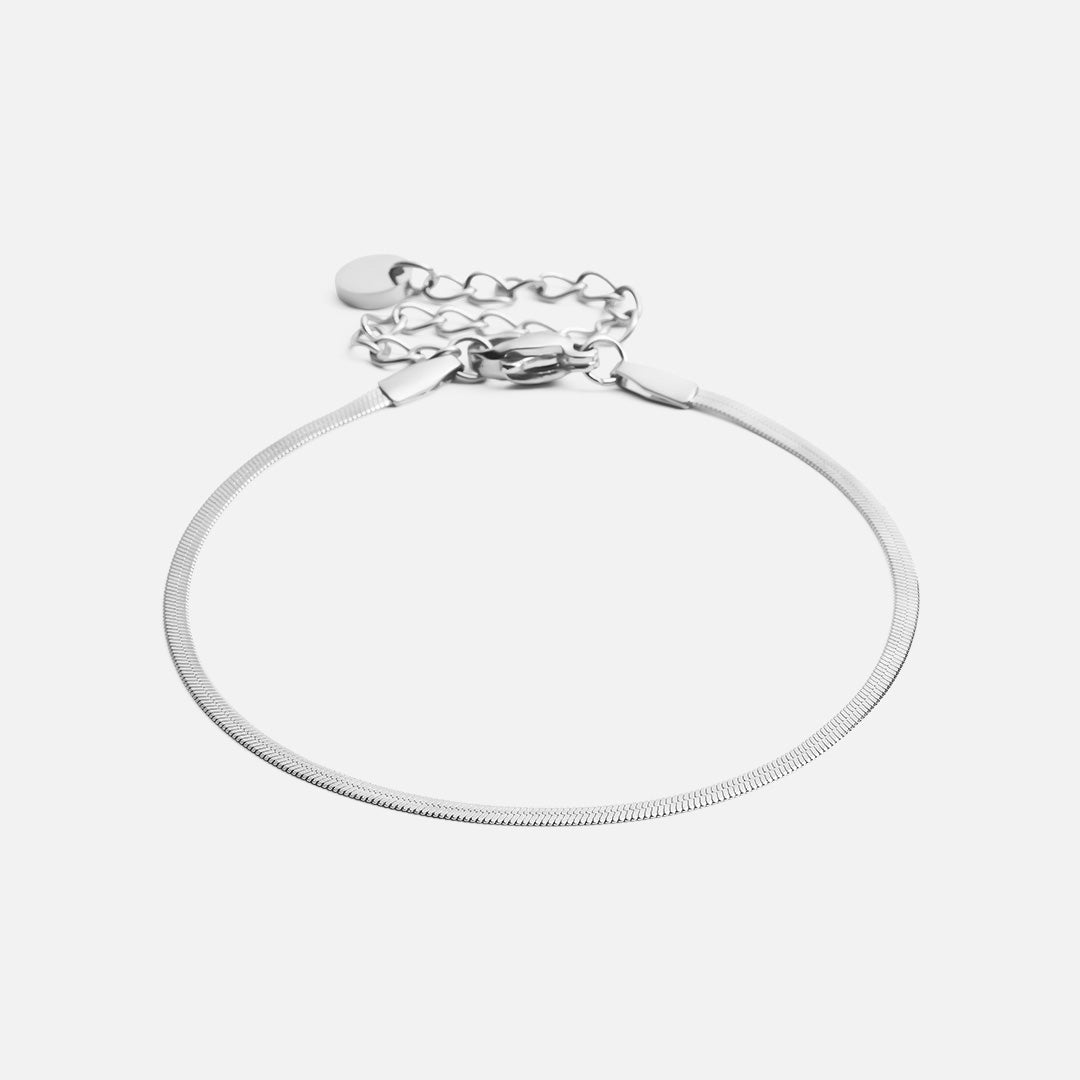 Flad Snake Armbånd Sølvfarvet 2mm - Josephine Nord Armbånd