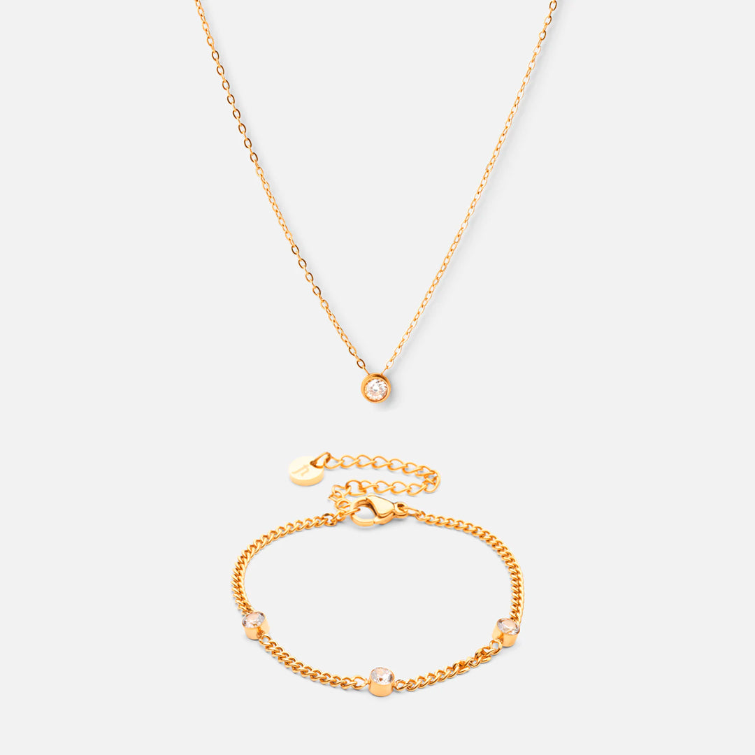 Single Zirkon Halskæde Zirkon Armbånd 18k Guldbelagt - Josephine Nord Armbånd