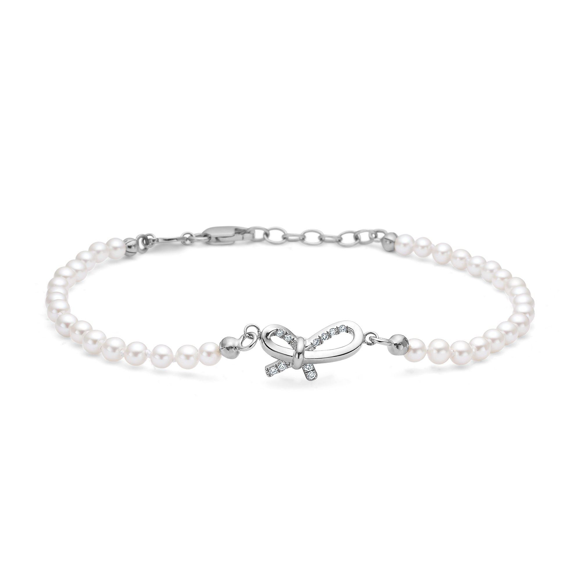 Hvid Mads Miss Butterfly Sølv Sløjfe Med Sten E Perler 2153030 - Mads Z Armbånd