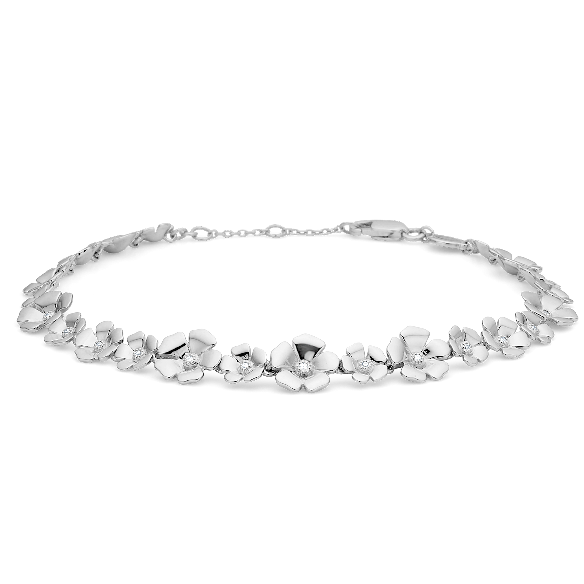Mads Fleur Sølv Armbånd Med Blomster Topas 2156108 - Mads Z Armbånd