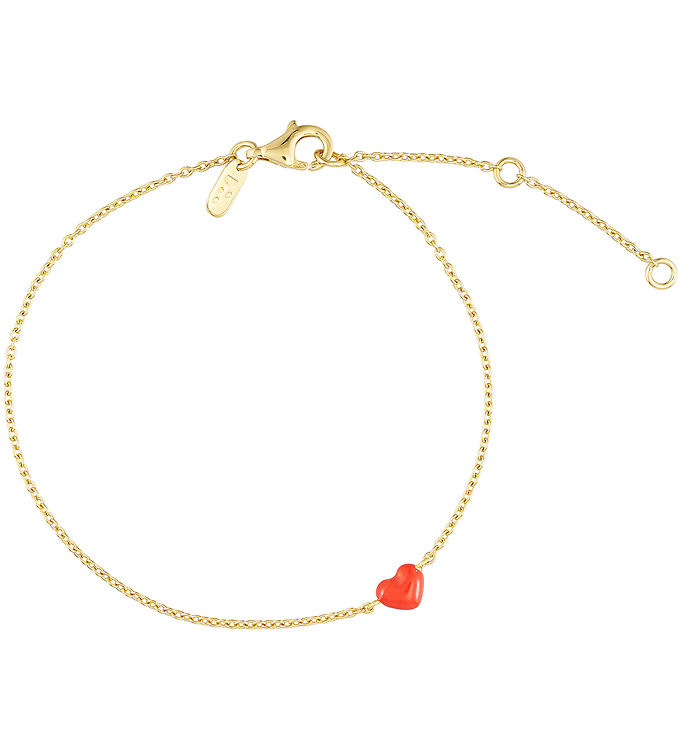 Metallic/Rød Design Letters Armbånd Little Big Love 18k Guldbelagt - Design Letters Armbånd  - 5710498197537