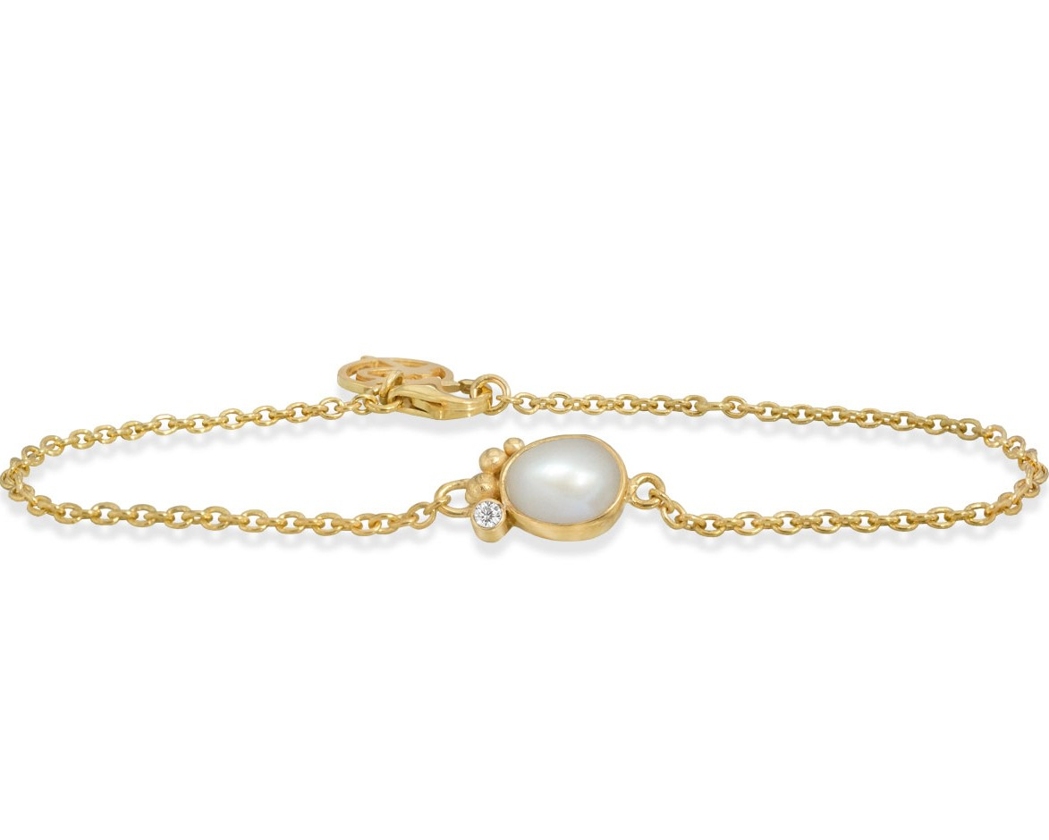 Hvid Rabinovich Forgyldt Armbånd Med Perle Pleasant Pearl - Rabinovich Armbånd
