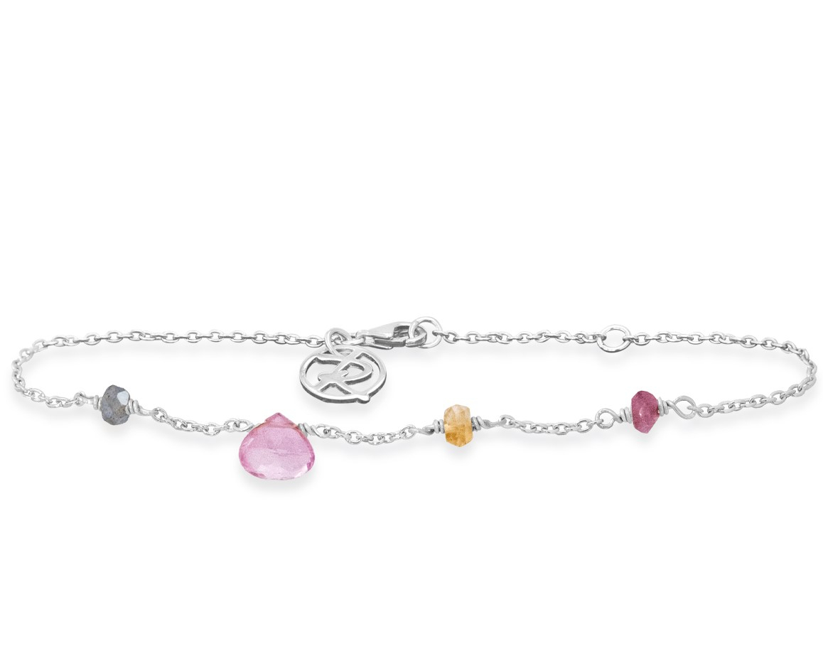 Grøn Sølv Armbånd Med Pink Turmalin Turmalin Pink Topas Citrin Hurtig Levering Rabinovich Design Smykker - Rabinovich Armbånd