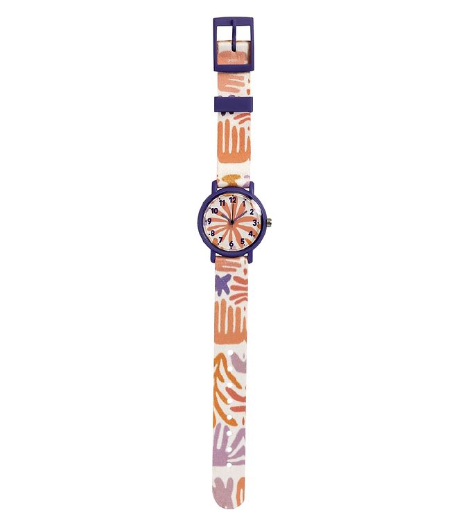 Hvid Djeco Armbåndsur Montre Feuilles Lilla Orange - Djeco Armbånd  - 3070900004337