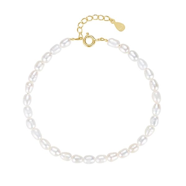 Barok Perlearmbånd Forgyldt Sølv Ovale Perler - Merleperle Armbånd  - 5740033000121