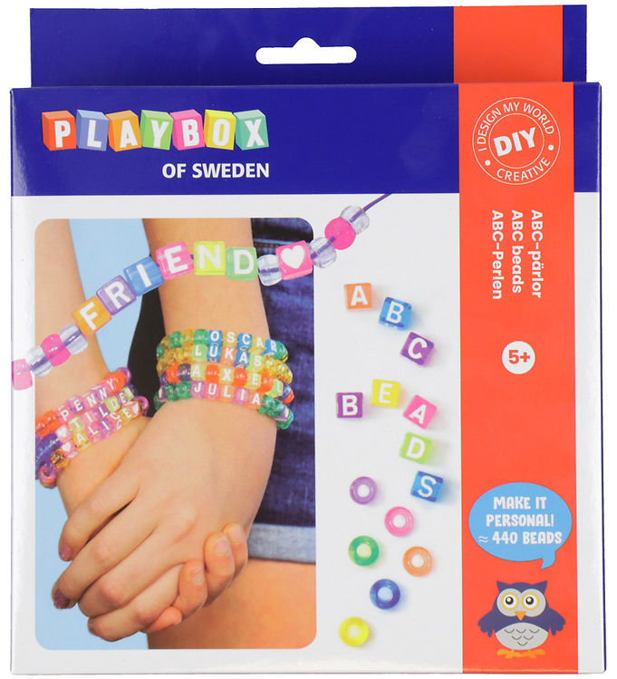 Multifarvet Playbox Kreasæt Armbånd Abc Perler 440 Stk - Playbox Armbånd  - 7394311910336