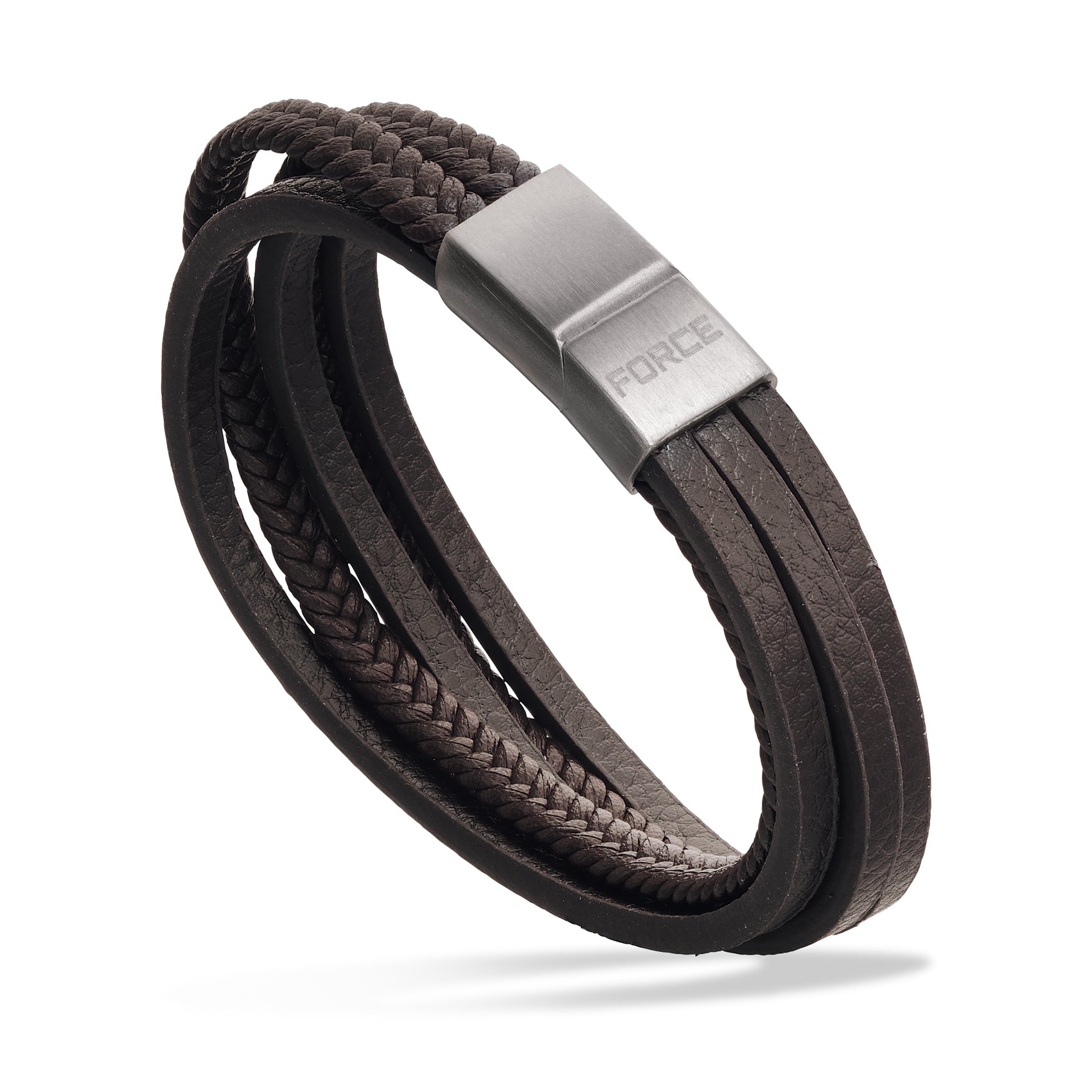 Scrouples Brunt Læder Armbånd Med Stål Lås 03321 - Scrouples Armbånd  - 1233690236537