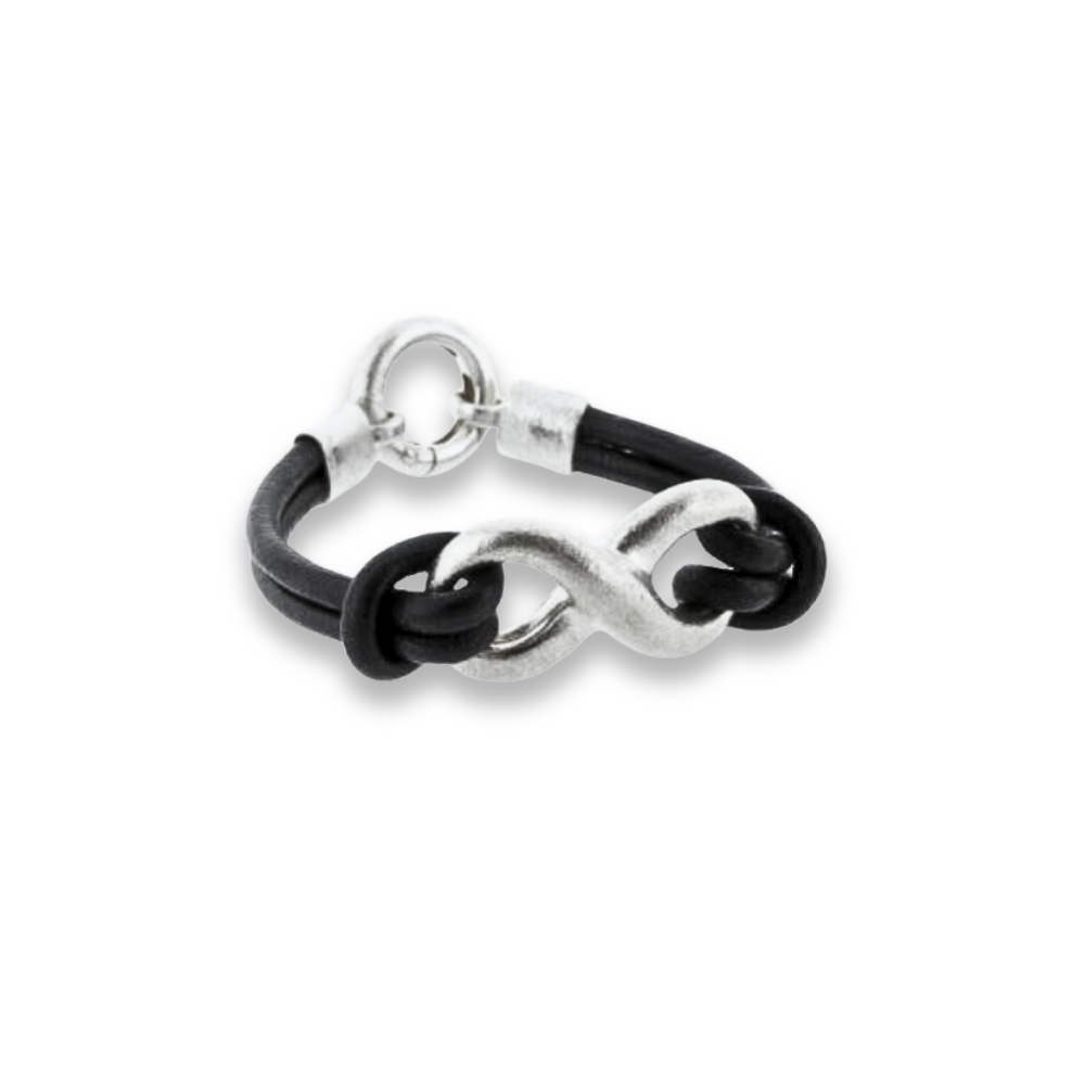 Lind Design Uendeligheds Læder Armbånd Sølv Stor - Lind Armbånd  - 1233690010366