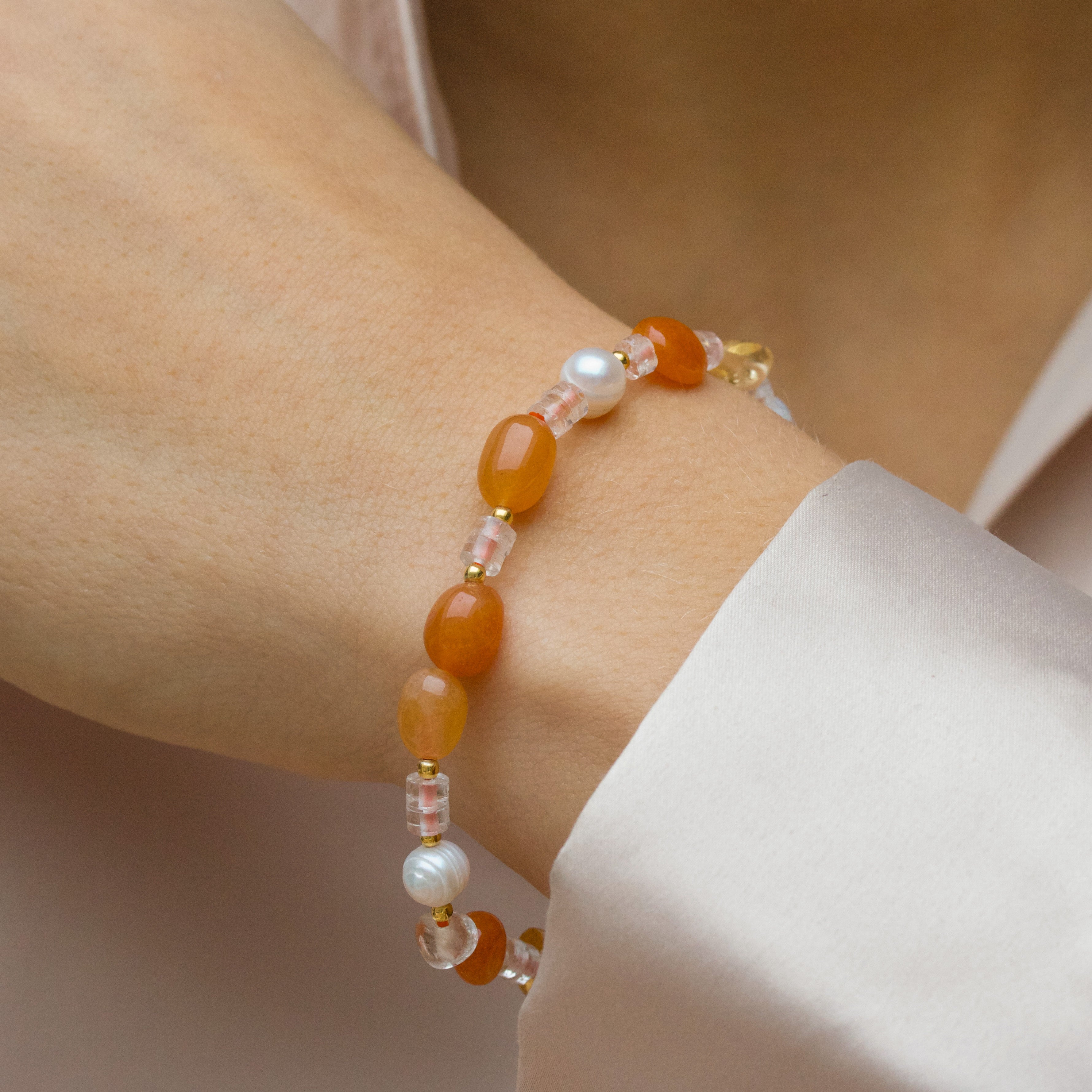 Blossom Sten Armbånd Med Karneol Citrin Perler 39131056 - Blossom Armbånd  - 1233690228723