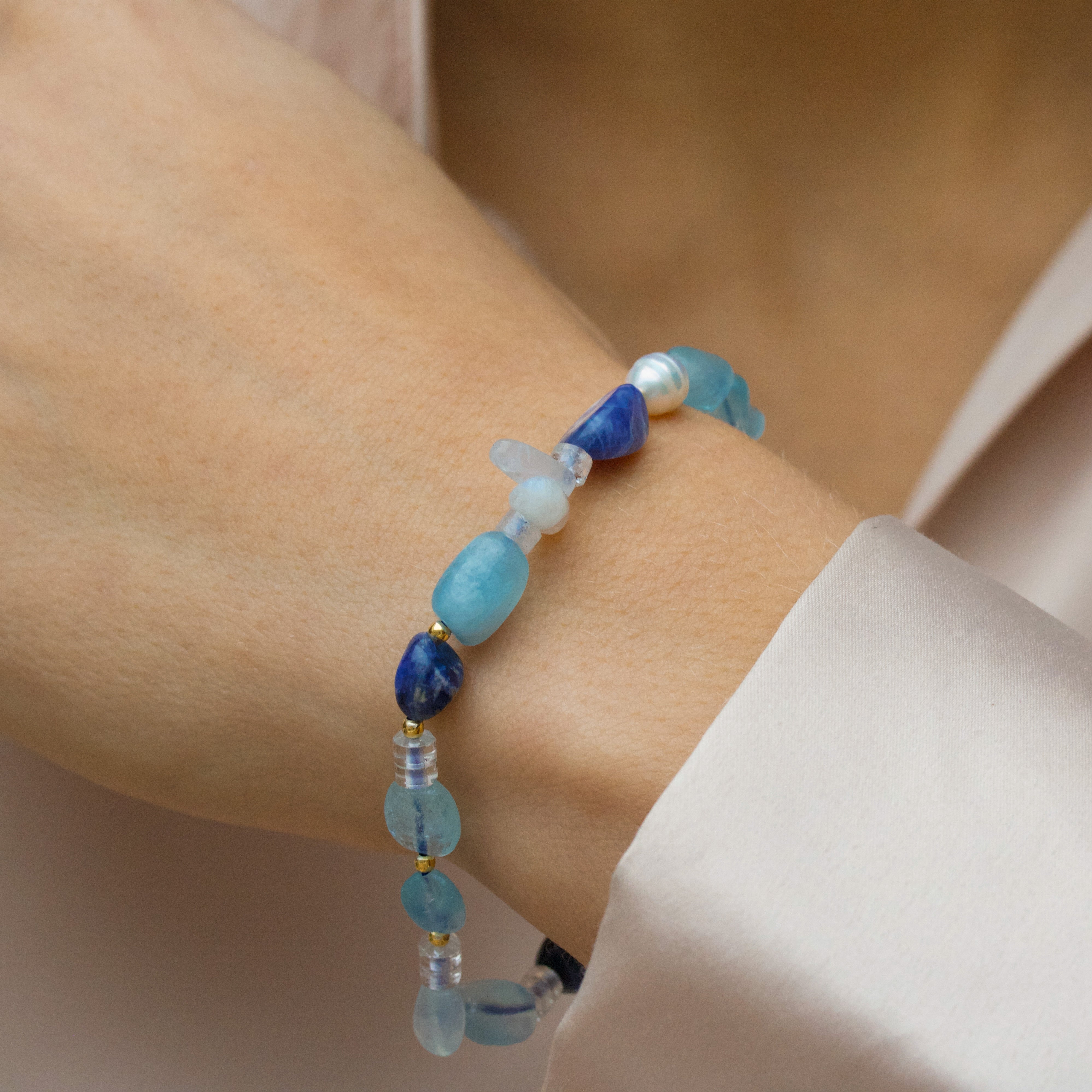Blossom Sten Armbånd Med Sodalit Blonde Agat 39131058 - Blossom Armbånd  - 1233690228709