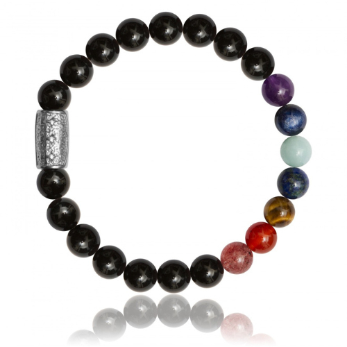 Chakra Armbånd Med Sorte Agat Perler - Armbånd