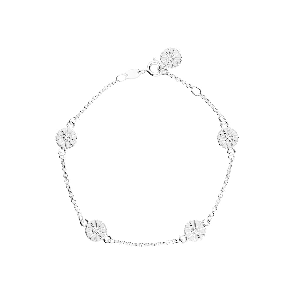 Hvid Lund Copenhagen Sølv Marguerit Armbånd Med Emalje 90107018 - Lund Armbånd  - 1233690110752
