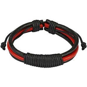 Læderarmbånd Sort Rød Wind - Armbånd