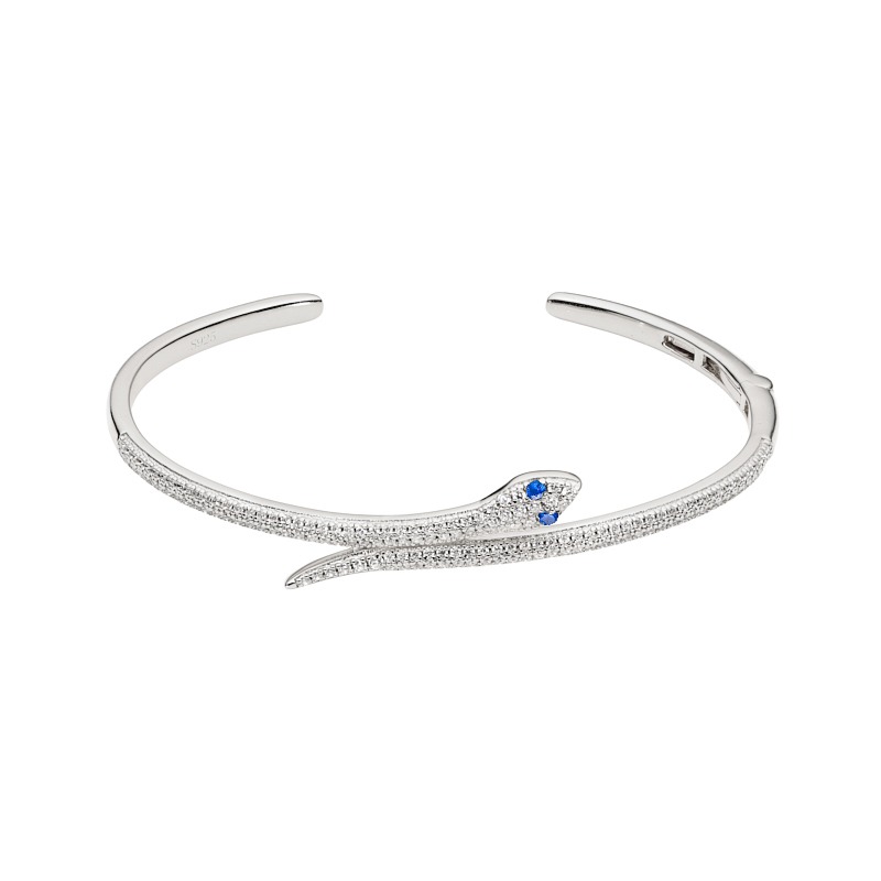Hvid Slangearmbånd Med E Blå Zirkonia - Blicherfuglsang Armbånd