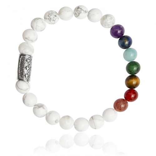 Hvid Chakra Armbånd Med Howlite - Armbånd
