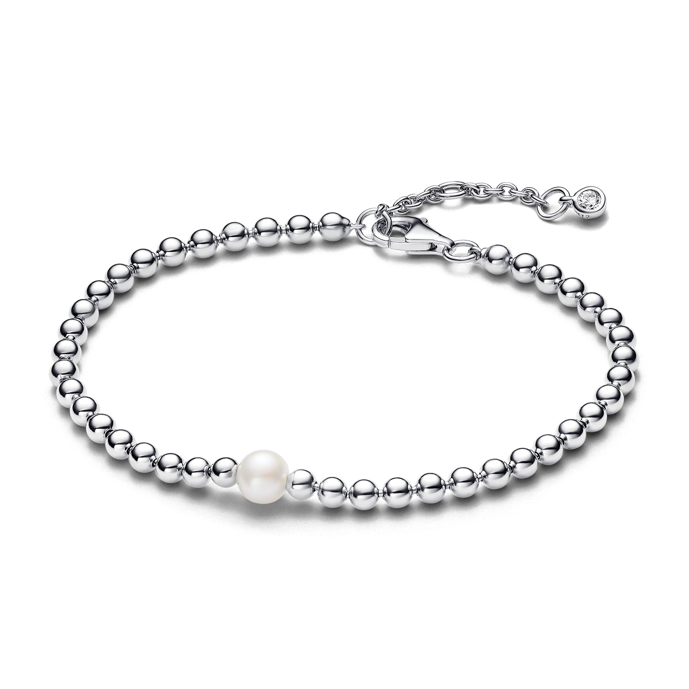 Pandora Kugle Armbånd Sølv Med Ferskvands Perle 593173c01 - Pandora Armbånd  - 1233690226996