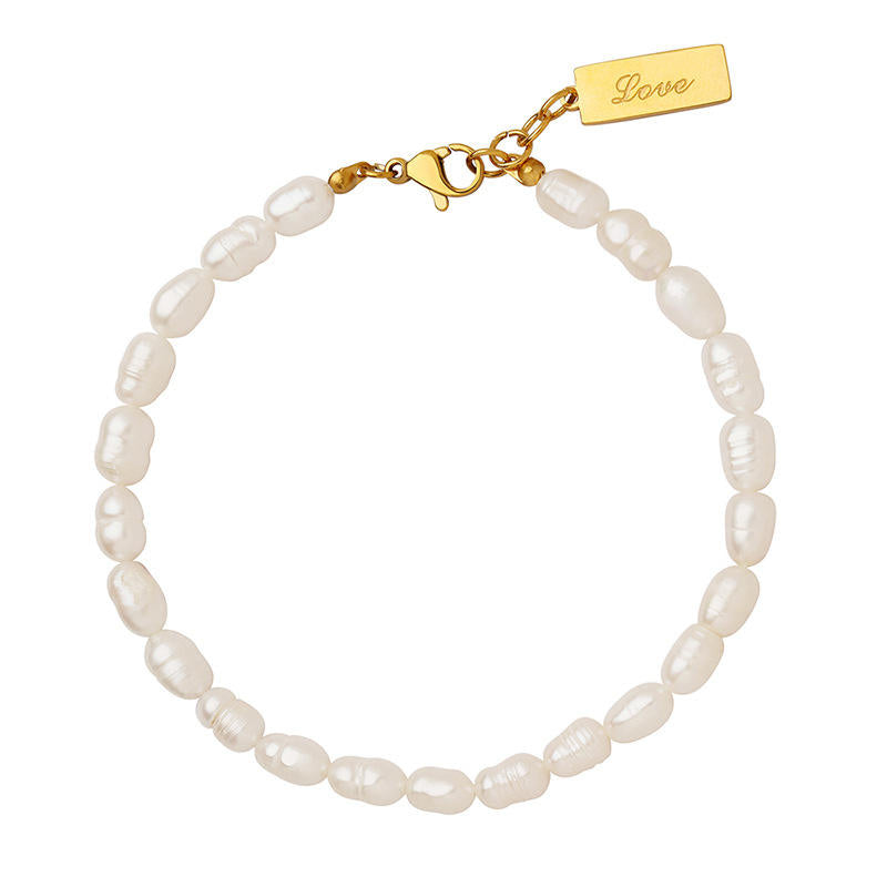 Hvid Saylor Armbånd Med E Perler - Lilu Studio Armbånd