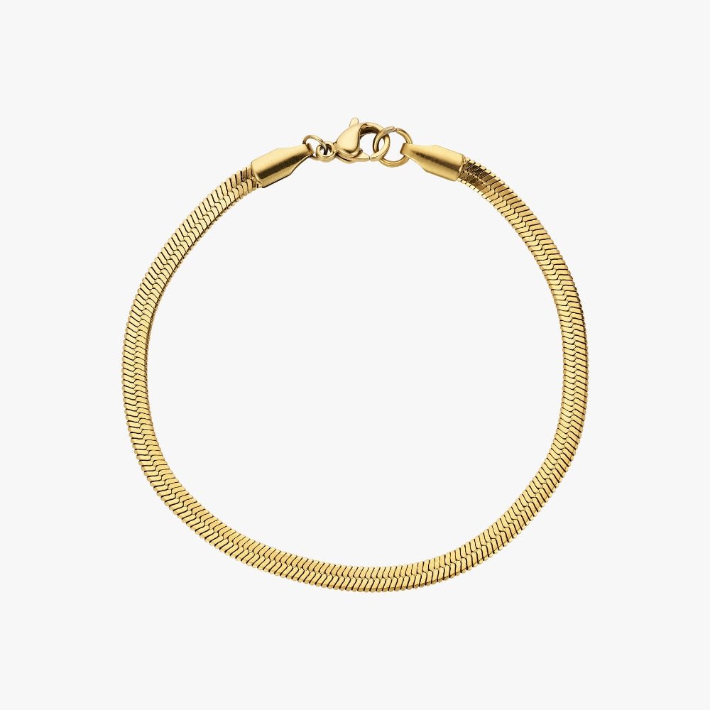 Fladt Slangekæde Armbånd 18k Guldbelagt 4mm 5cm - Armbånd