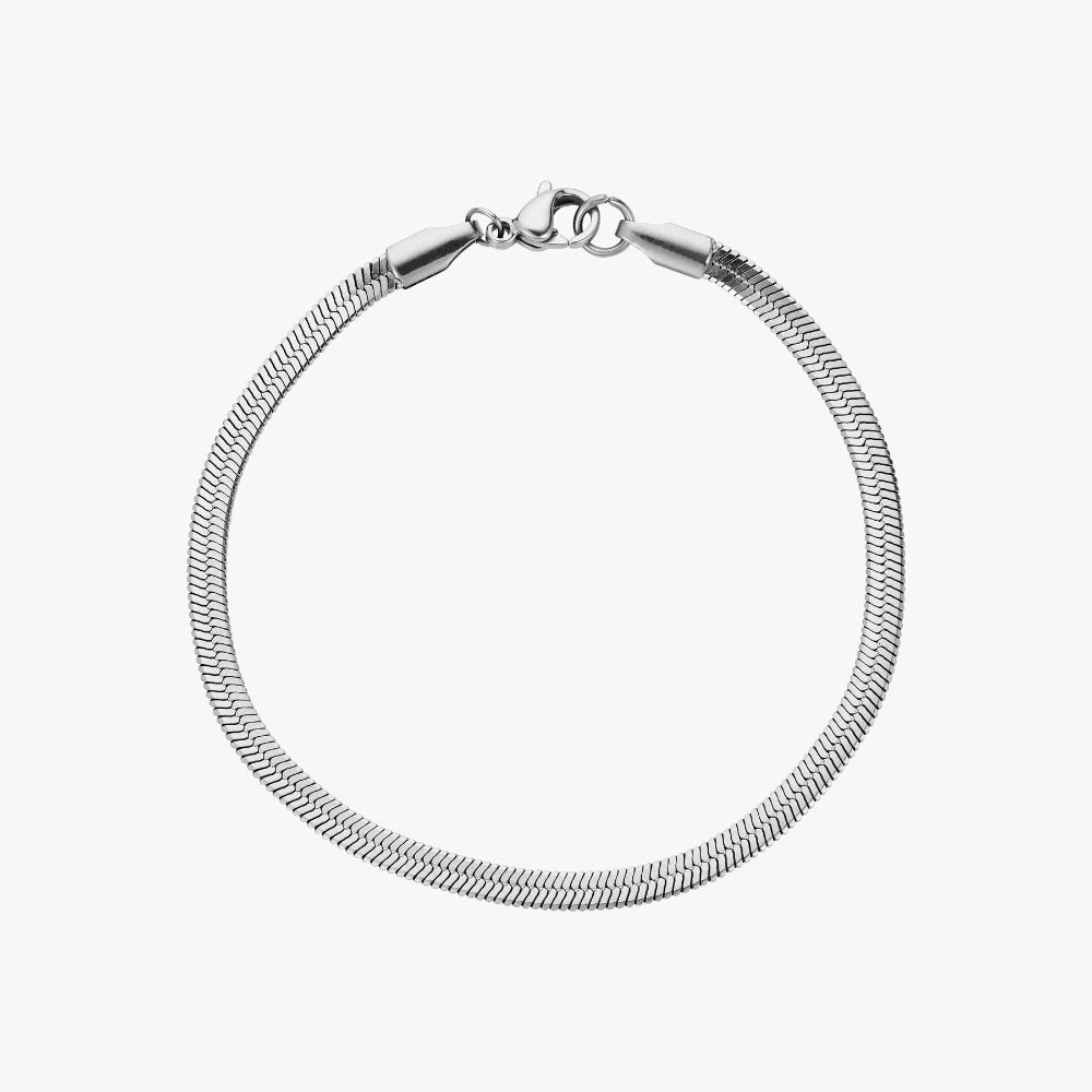 Fladt Slangekæde Armbånd Sølvbelagt 4mm 5cm - Armbånd