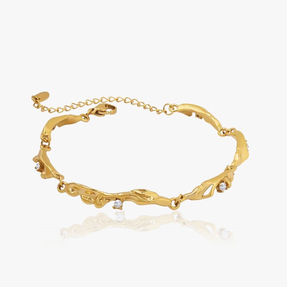 Tekstur Krystal Armbånd 18k Guldbelagt - Armbånd